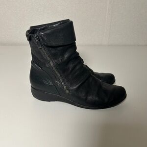 mephisto air jet black authentic leather seddy slouch boot women's size 8 $399.
